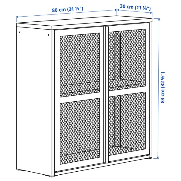 IVAR Cabinet with doors, gray-green mesh, 80x83 cm