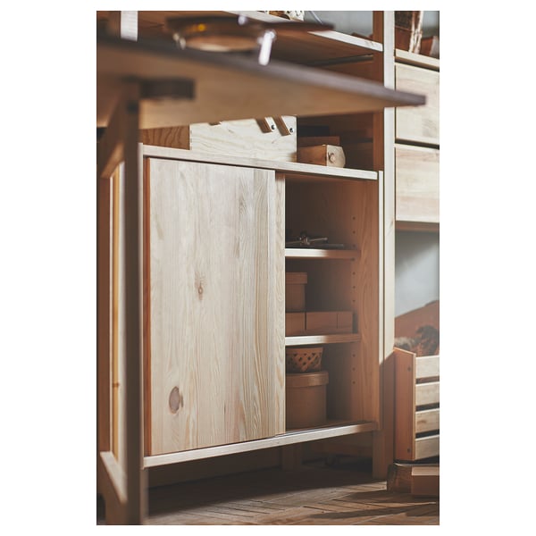 IVAR Cabinet with sliding doors, pine, 80x30x60 cm