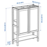 IVAR Shelf unit with doors, pine/felt felt, 89x30x124 cm