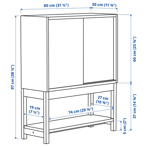 Illustration with measurements for the product: IVAR.
