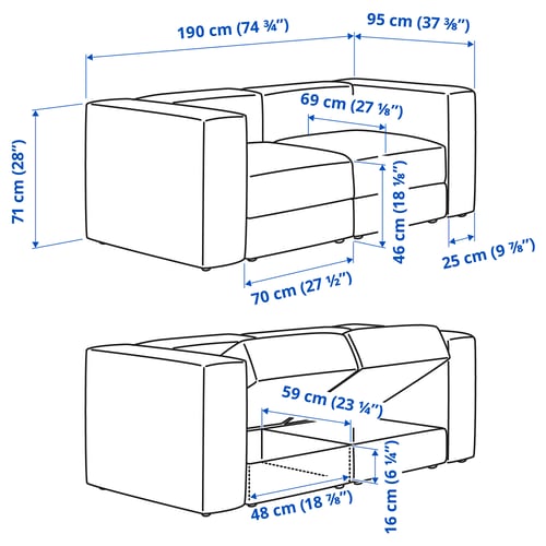 Illustration with measurements for the product: JÄTTEBO.