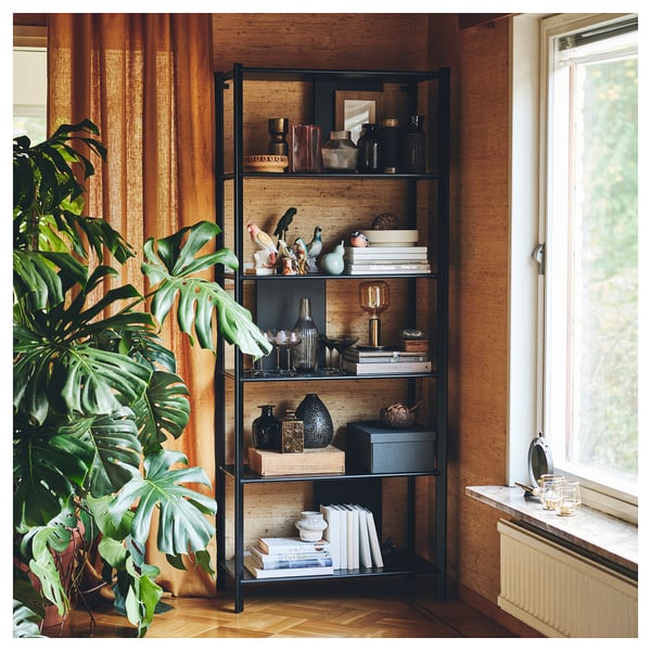 JÄTTESTA Shelf unit, black, 80x195 cm