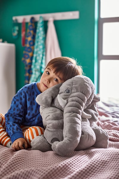 JÄTTESTOR Soft toy, elephant/gray