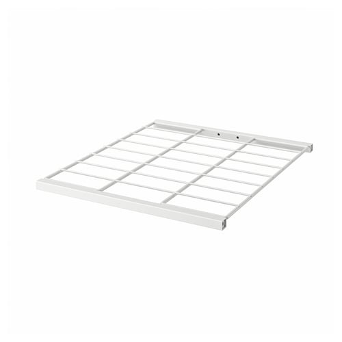 A JOSTEIN wire shelf, white, square-shaped, made of powder-coated steel, designed for both indoor and outdoor use.