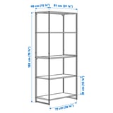 JOSTEIN Shelving unit, indoor/outdoor/metal white, 81x40x180 cm