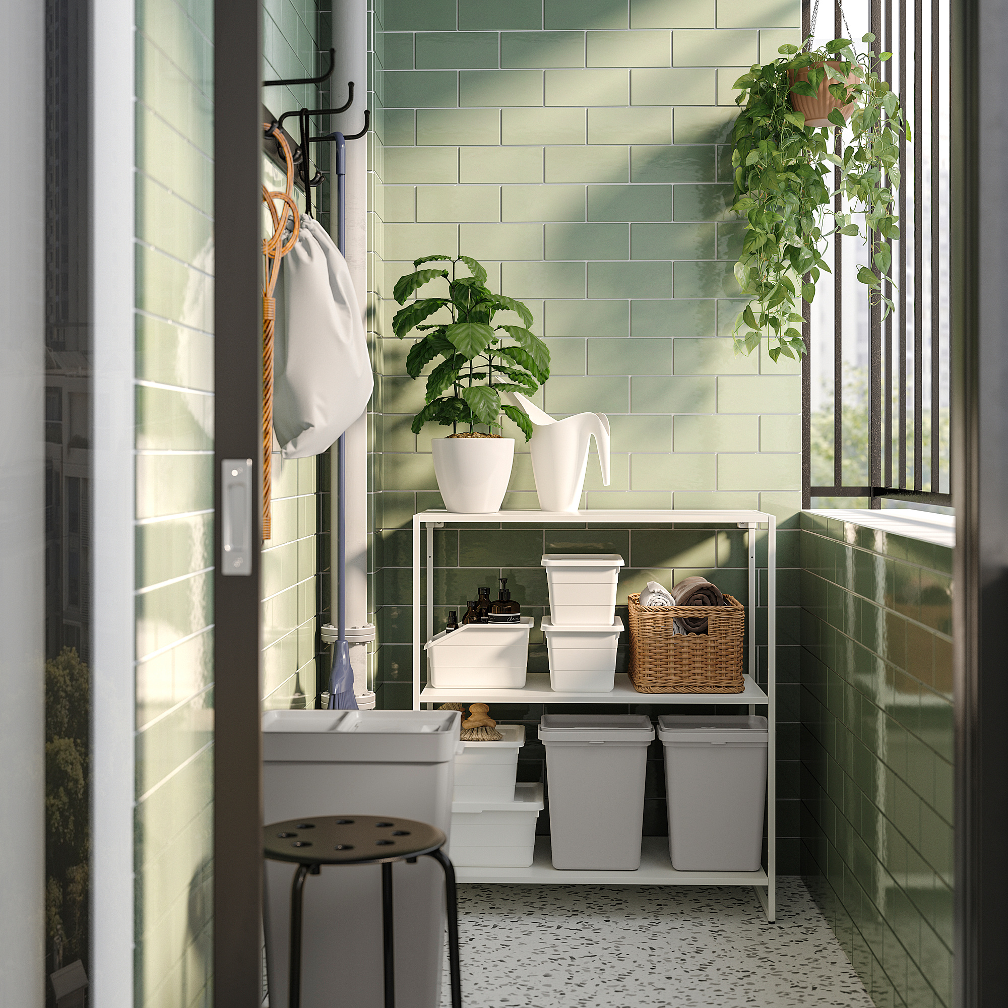 JOSTEIN Shelving unit, indoor/outdoor/metal white, 81x40x90 cm