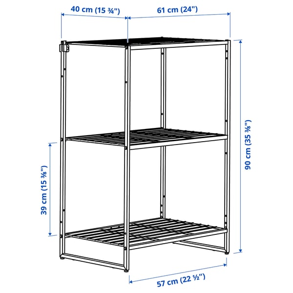 JOSTEIN Shelving unit, indoor/outdoor/wire white, 61x40x90 cm