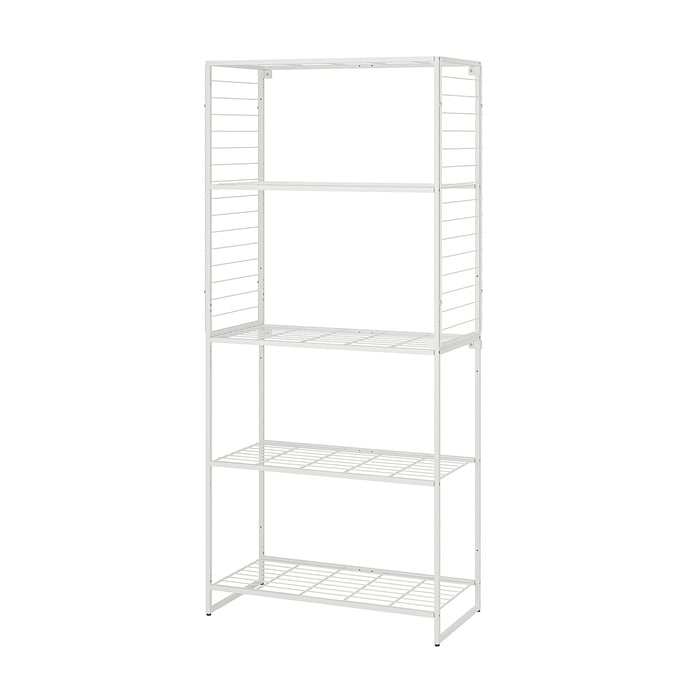 JOSTEIN shelving unit with grid, indoor/outdoor/wire white, 82x40x180