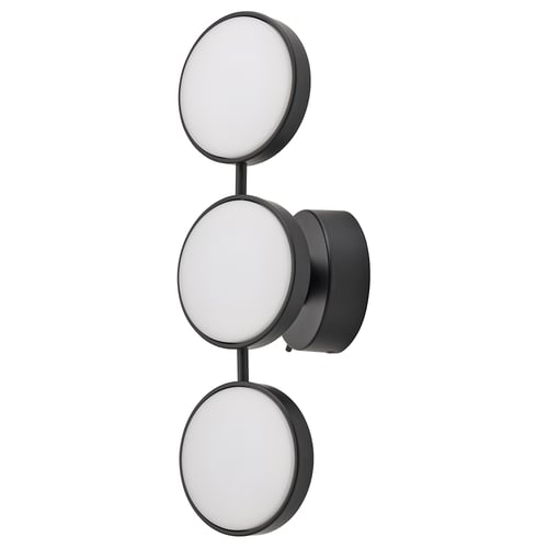 KABOMBA wall lamp, black, round, modern art deco design, 3 lights, built-in led, dimmable.