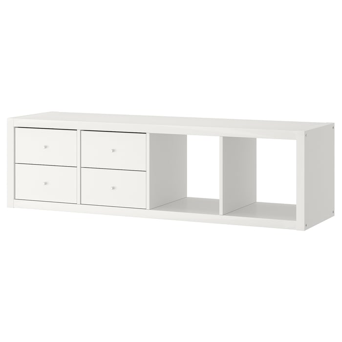 KALLAX shelf unit with 2 inserts, white, 42x147 cm (161/2x577/8") IKEA