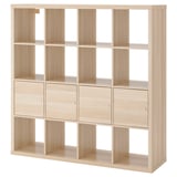 KALLAX Shelf unit with 4 inserts, white stained oak effect, 147x147 cm