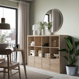 KALLAX Shelf unit with 4 inserts, white stained oak effect, 147x112 cm