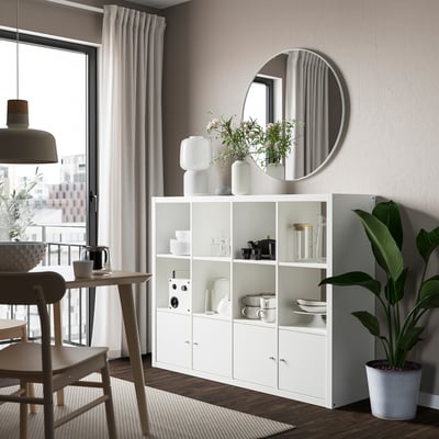 KALLAX Shelf unit with 4 inserts, white, 147x112 cm