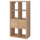 KALLAX Shelf unit with doors, white stained oak effect, 77x147 cm