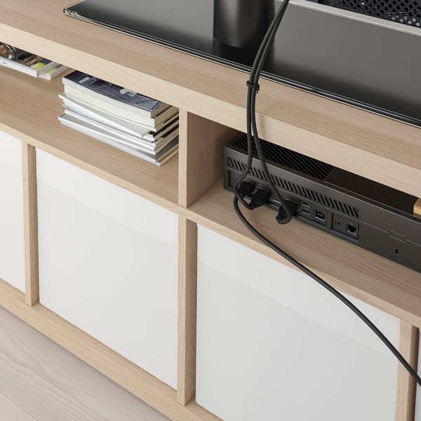 KALLAX TV unit, white stained oak effect, 147x60 cm