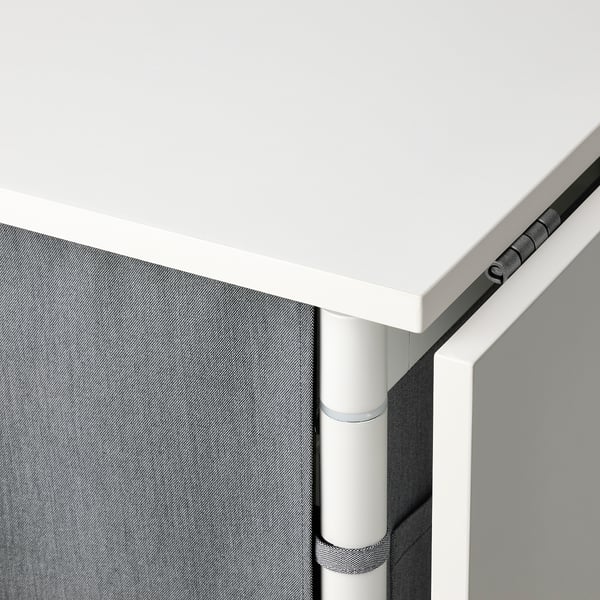 KALLHÄLL Gateleg table with storage, white/light gray, 33/89/145x98 cm