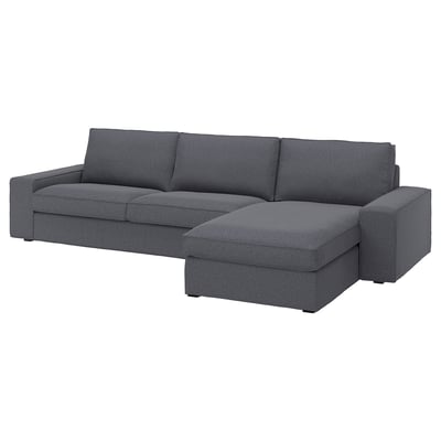 KIVIK Sectional, 4-seat with chaise, Gunnared medium gray