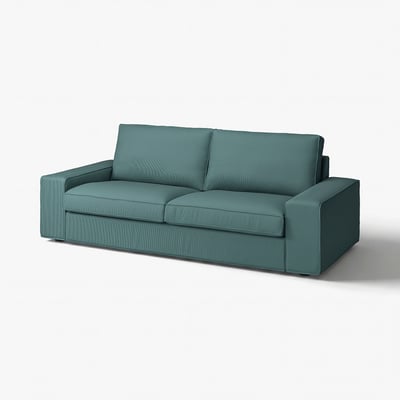KIVIK sofa, teal, soft wide-wale corduroy, boxy design.