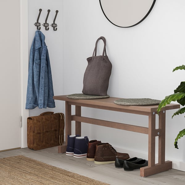 KLIMPFJÄLL Bench, gray-brown, 102 cm