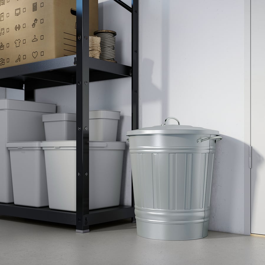 KNODD bin with lid, galvanized, 40 l (11 gallon) IKEA