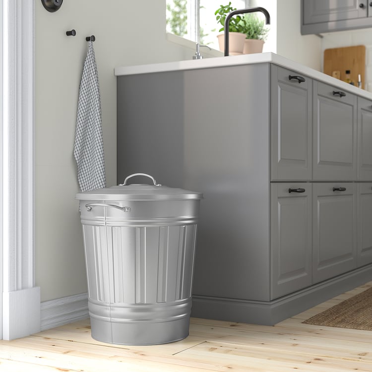 KNODD bin with lid, galvanized, 40 l (11 gallon) IKEA