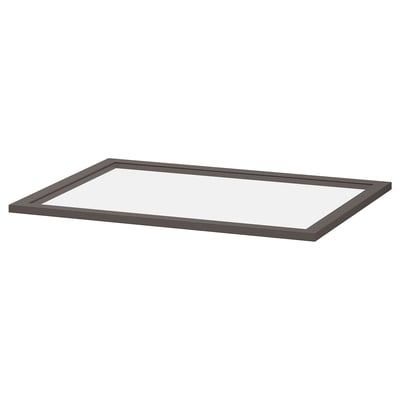 KOMPLEMENT Glass shelf, dark gray, 75x58 cm