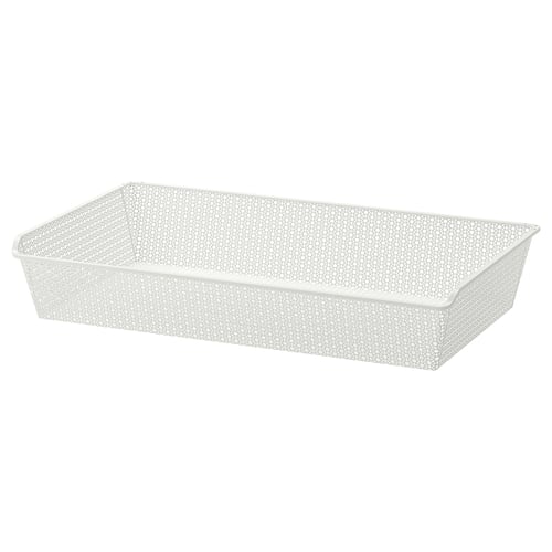KOMPLEMENT white metal basket, rectangular, perforated design, for clothing storage.
