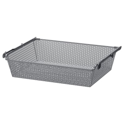 KOMPLEMENT Metal basket with pull-out rail, dark gray, 75x58 cm