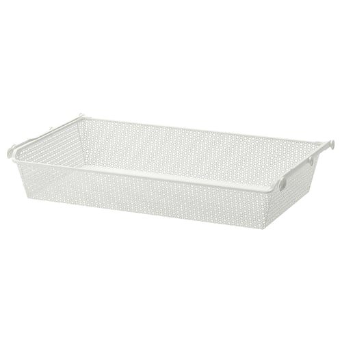 KOMPLEMENT white metal basket, rectangular shape with perforated design, handles on both sides for easy pulling.