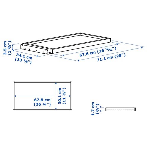 Illustration with measurements for the product: KOMPLEMENT.