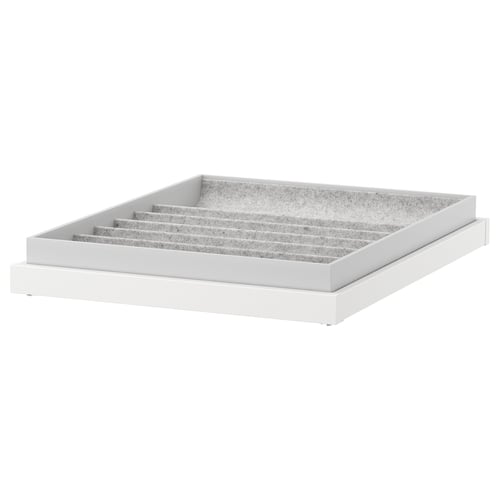 KOMPLEMENT, white tray with compartments for accessories, felt lining, pulls out, soft close.