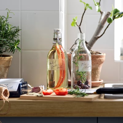 KORKEN Bottle with stopper, clear glass, 0.5 l