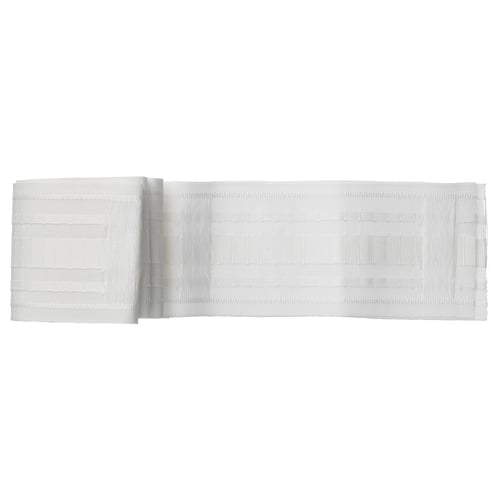 KRONILL white pleating tape, 100% recycled polyester, straight, with tabs for curtain installation.
