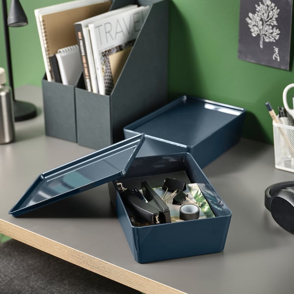 KUGGIS Box, black-blue, 18x26x8 cm