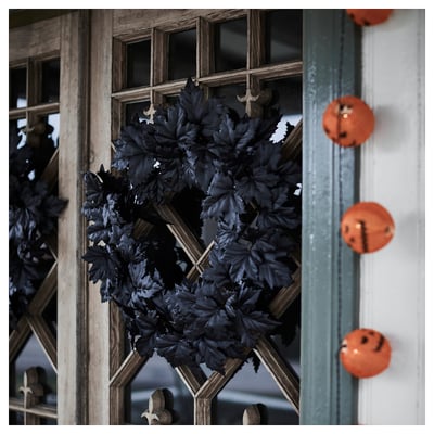 KUSTFYR Artificial wreath, indoor/outdoor black, 60 cm