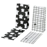 KUSTFYR Paper bag, mixed patterns white/black, 12x24 cm