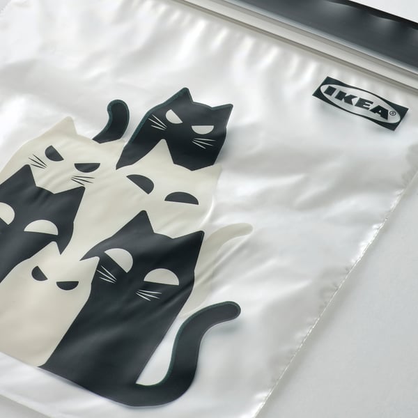 KUSTFYR Resealable bag, cat pattern gray, 1 l