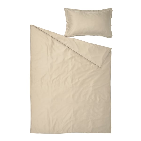 LÄKEVÄNDEROT Comforter cover and pillowcase, beige, 150x200/50x80 cm