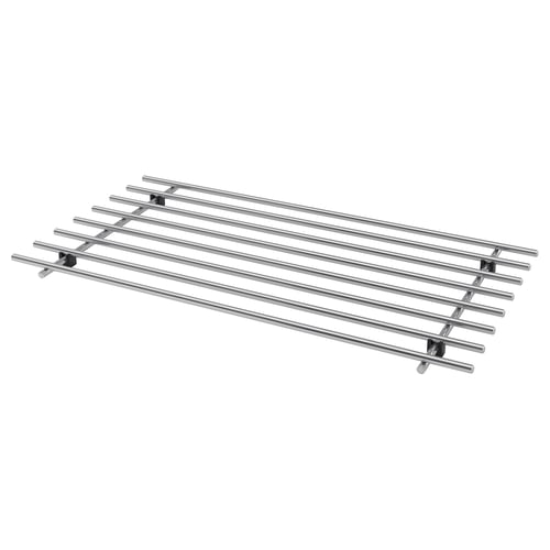 LÄMPLIG metal rack, silver, stainless steel, rectangular, grid design.