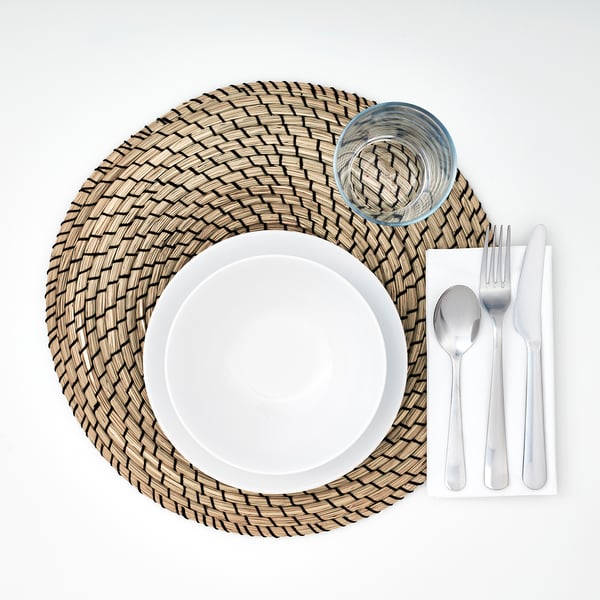 LÄTTAD Placemat, seagrass/black, 37 cm