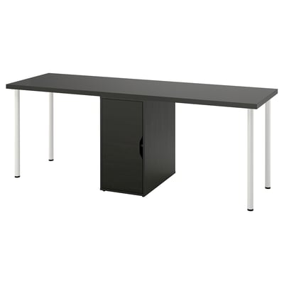 LAGKAPTEN / ALEX Desk, black-brown/black, 200x60 cm