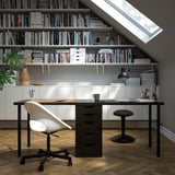 LAGKAPTEN / ALEX Desk, black-brown/black, 200x60 cm
