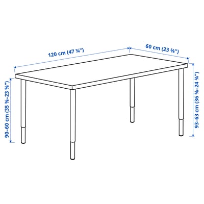 LAGKAPTEN / OLOV Desk, white anthracite/white, 120x60 cm