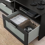 LAIVA / BRIMNES TV storage combination, black-brown, 244x41x165 cm