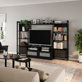 LAIVA / BRIMNES TV storage combination, black-brown, 244x41x165 cm