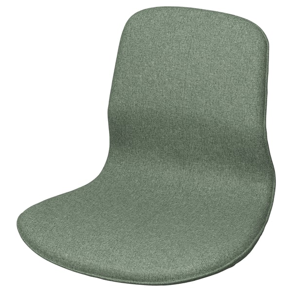 Green LÅNGFJÄLL office chair with curved back and upholstered seat.
