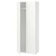 A white LASTARE wardrobe cabinet with one open door, revealing an empty interior and shelves.