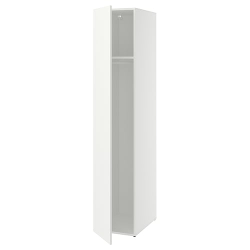 A white LASTARE cabinet with one shelf and adjustable feet.
