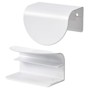 Modern white wall-mounted storage unit with a curved cover and three-tiered shelf for organisational needs.