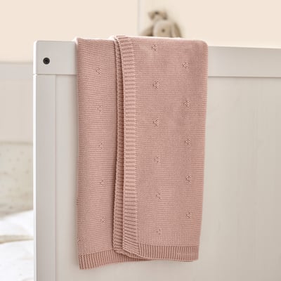LEN Baby blanket, pink/knitted, 70x90 cm